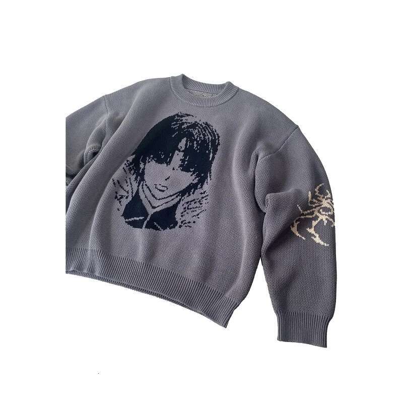 Y2k Hip Hop Pullover Oversized Knitted Anime Graphic Goth Vintage Women Sweater Haruku Punk 2024 Autumn Japan Style Streetwear