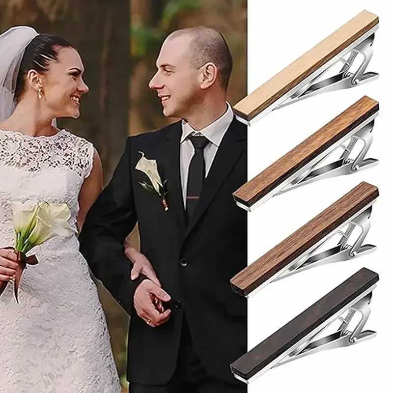 Free laser engraving custom tie clip wooden tie rod with personalized engraving gift suitable for grooms wedding party gift mens gift W250111