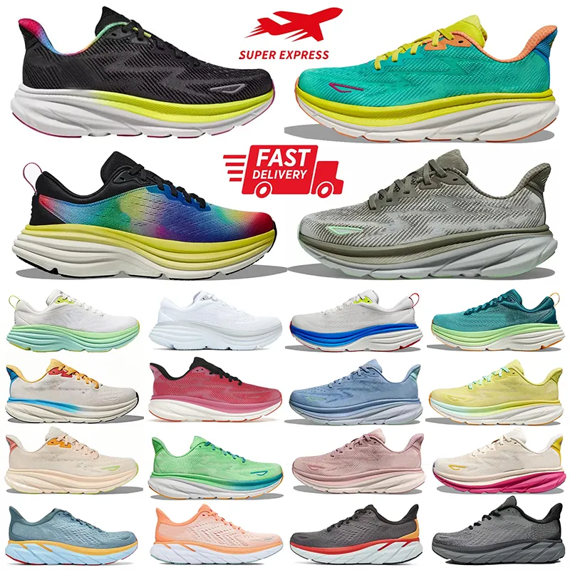 Women Mens Bondi 8 Designer Running shoes Clifton 9 Classic Triple Black White Summer Song Pink orange Jogging Walking Outdoor Sports Sneakers