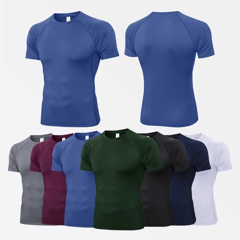 Mens compression shirt quick drying short sleeved sports T-shirt gym running T-shirt mens outdoor fitness breathable top W250111