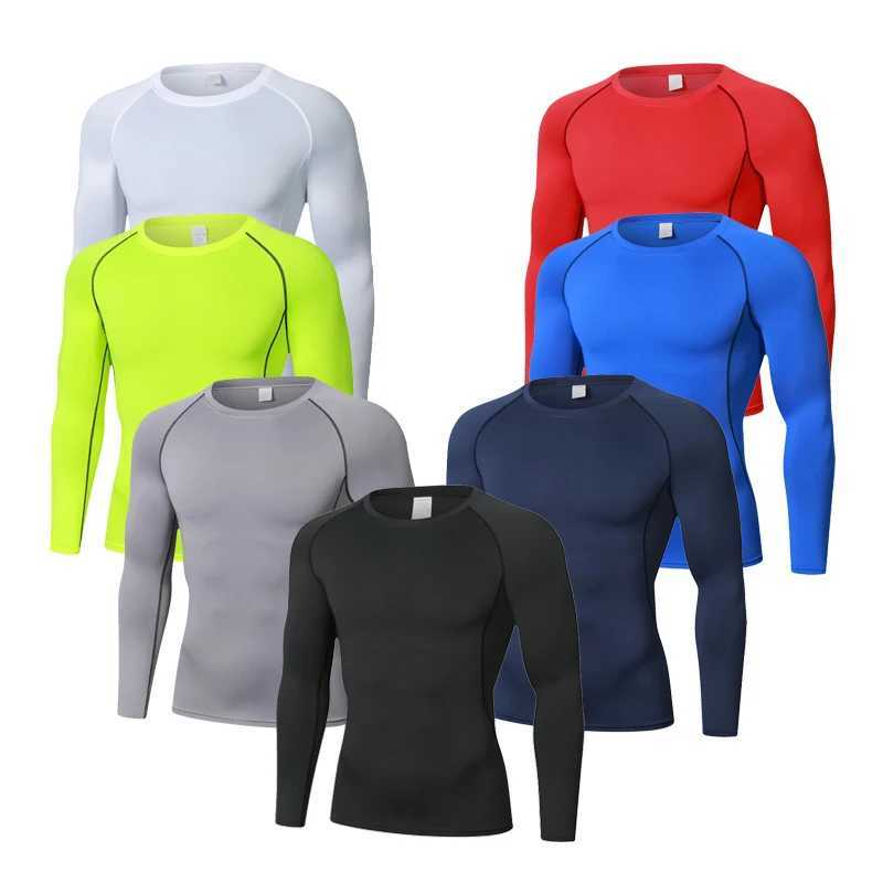 Mens long sLeeved compression training T-shirt quick drying gym fitness tight fitting sports unning shirt gym clothing W250111