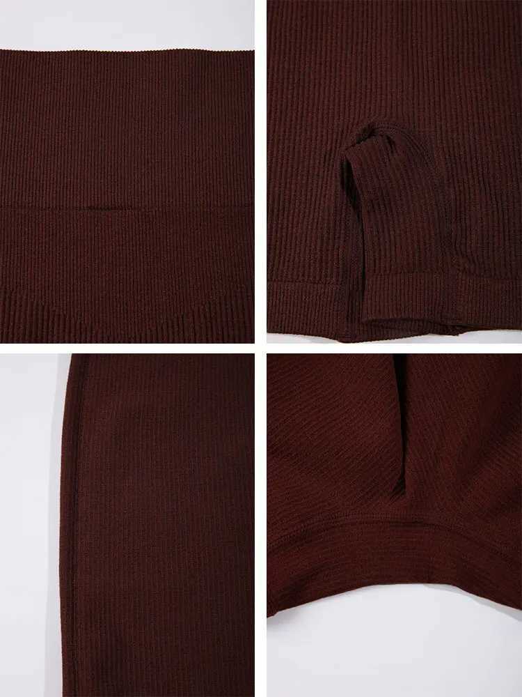 CHRLEISURE Seamless Ribbed Yoga Shorts For Women High Waisted Biker Tights Elastic Workout Slim Sports Leggings SportswearXJ250111