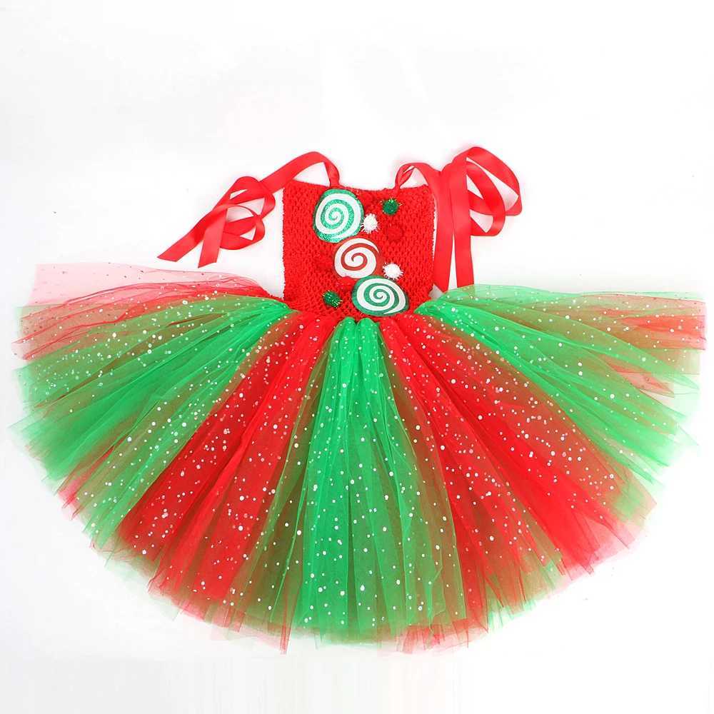 Sparkly Red Green Candy Girls Clothing Christmas Glitter Tutu Dress Bow Childrens Christmas Par Set Sparkling New Years Clothing W250111