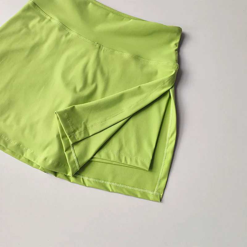 Summer Vacation Two Anti Glare Yoga Half Skirt High Waist Split Tennis Skirt Quick Drying Fitness Short Dress Clothing ShortsXJ250111