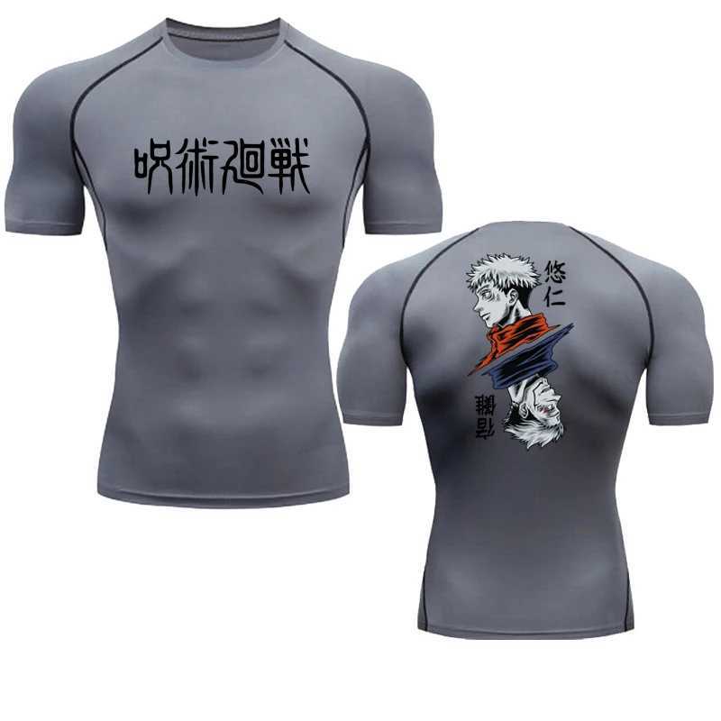Jujutsu Kaisen mens printed compression shirt gym running exercise underwear sports quick drying T-shirt top W250111