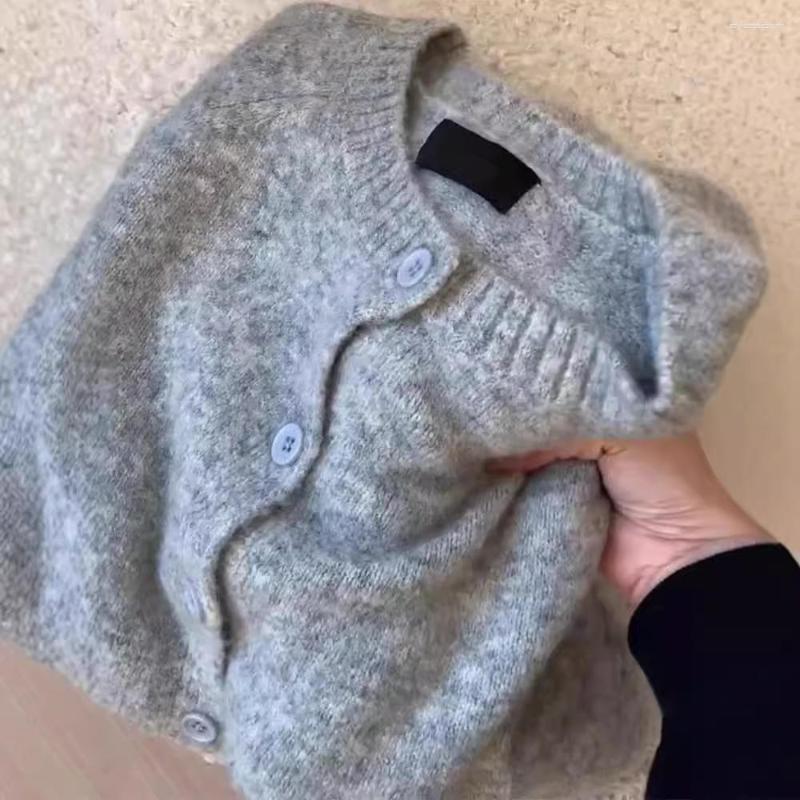 Women's Sweaters Korean Style Milk Fufu Grey Raccoon Velvet Knitted Cardigan Spring And Autumn Soft Waxy Lazy Sweater Coat High-grade Top