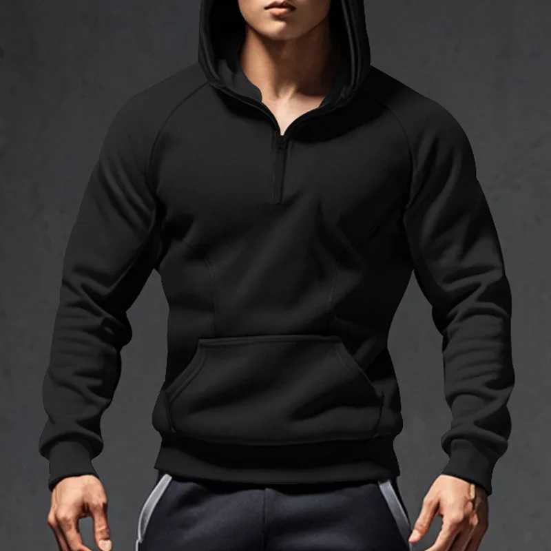 European and American long sleeved sportswear mens casual zipper half zipper color blocked wool sportswear W250110