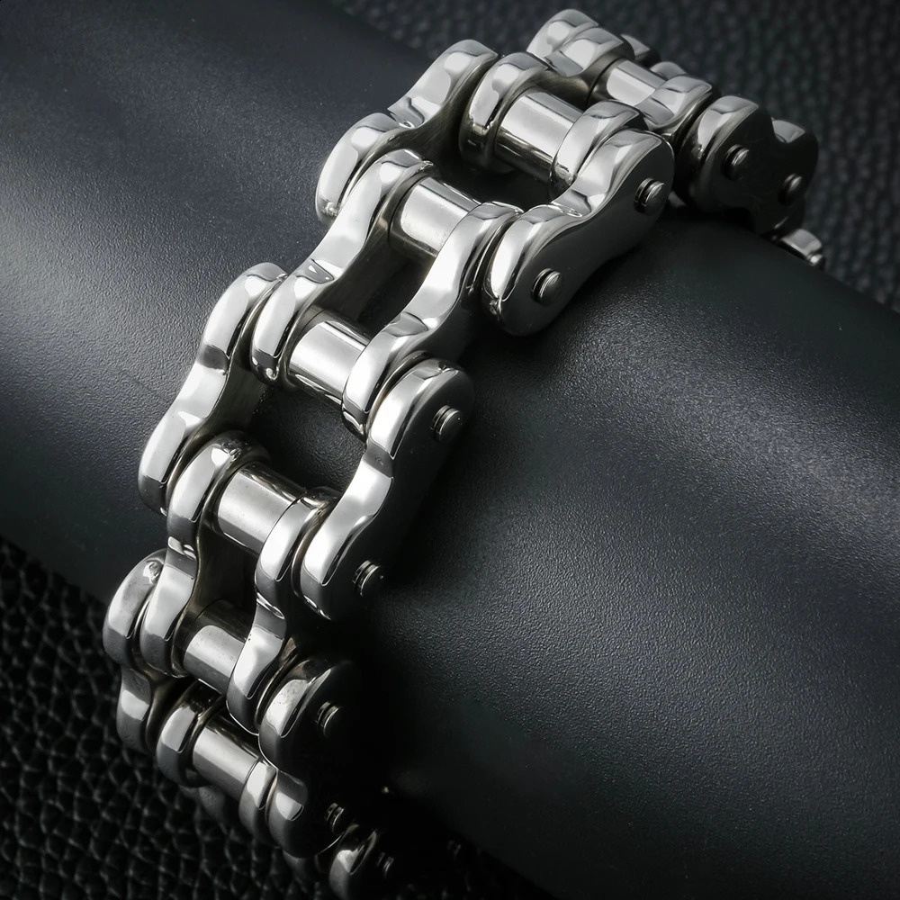 22/24CM Long 21MM Wide Bracelet Men Rock And Roll Motorcycle Chain Mens Bracelets Heavy Stainless Steel Bangles Bikers Jewelry 250110