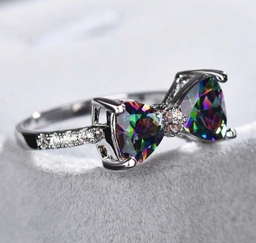 Korean style womens simple pink bow rhinestone ring with adjustable zircon opening ring charming ring fashionable jewelry for girls W250111