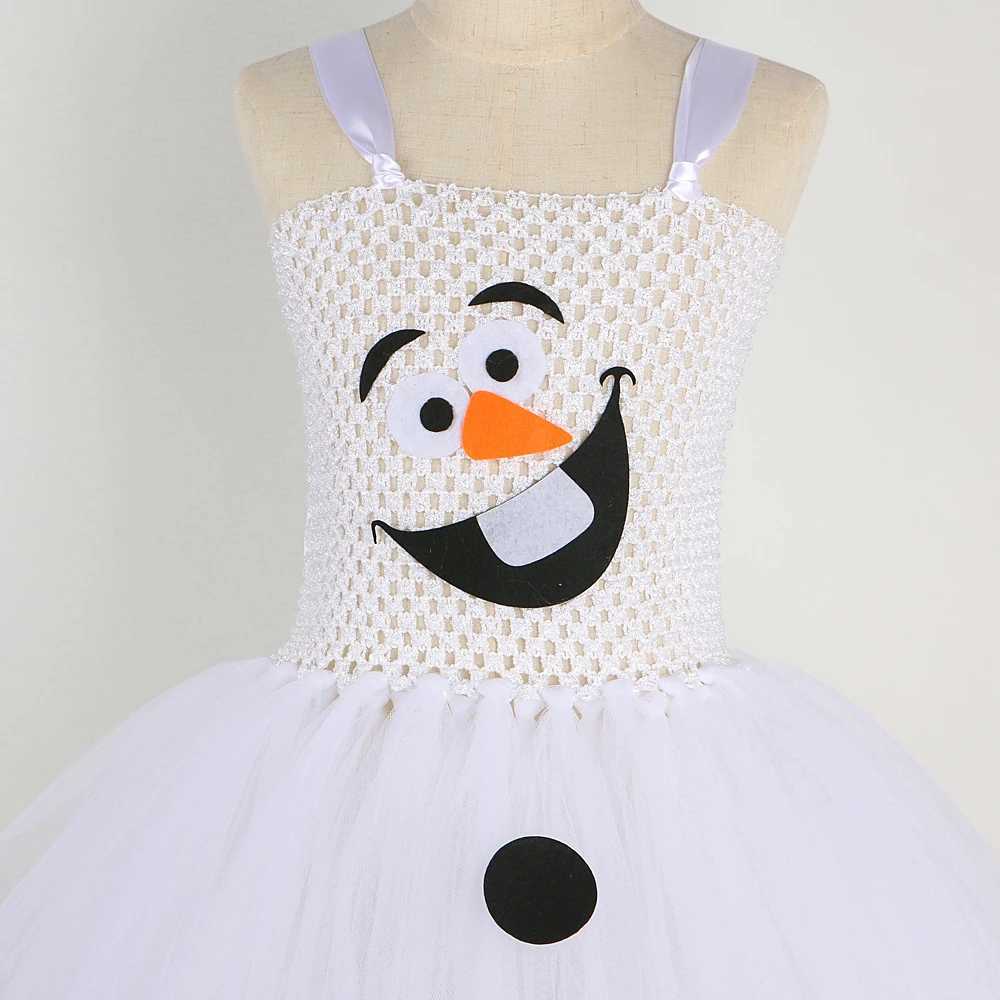 White snowman Olaf Tutu baby girl Christmas holiday costume Childrens carnival Halloween costume Childrens New Year costume W250111