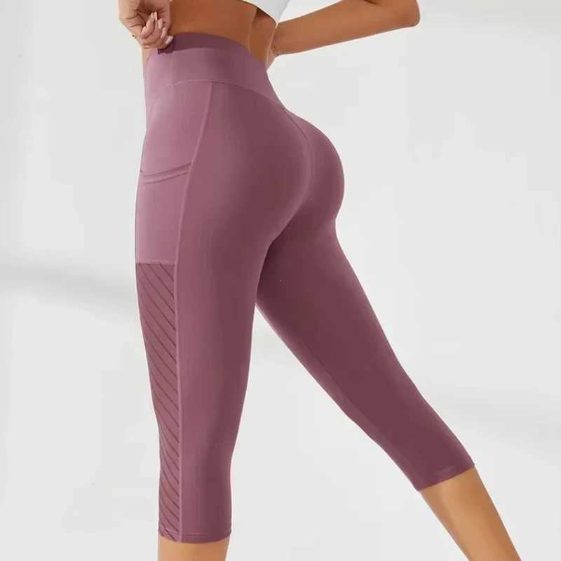 Sports shorts womens nine-point pants high-waisted hip-lifting running yoga side bag tights quick-drying gym sportswearXJ250111