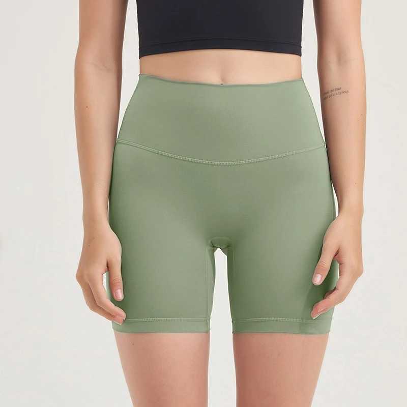 Solid color soft womens yoga shorts high waisted pocket tight fitting 4-point shorts fitness running sports shortsXJ250111
