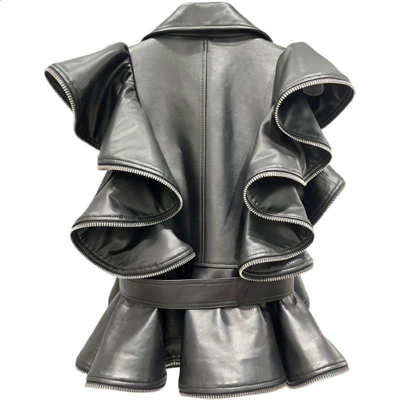 leather vest sheepskin jacket fashion n y womens genuine chaqueta piel genuino mujer 250108