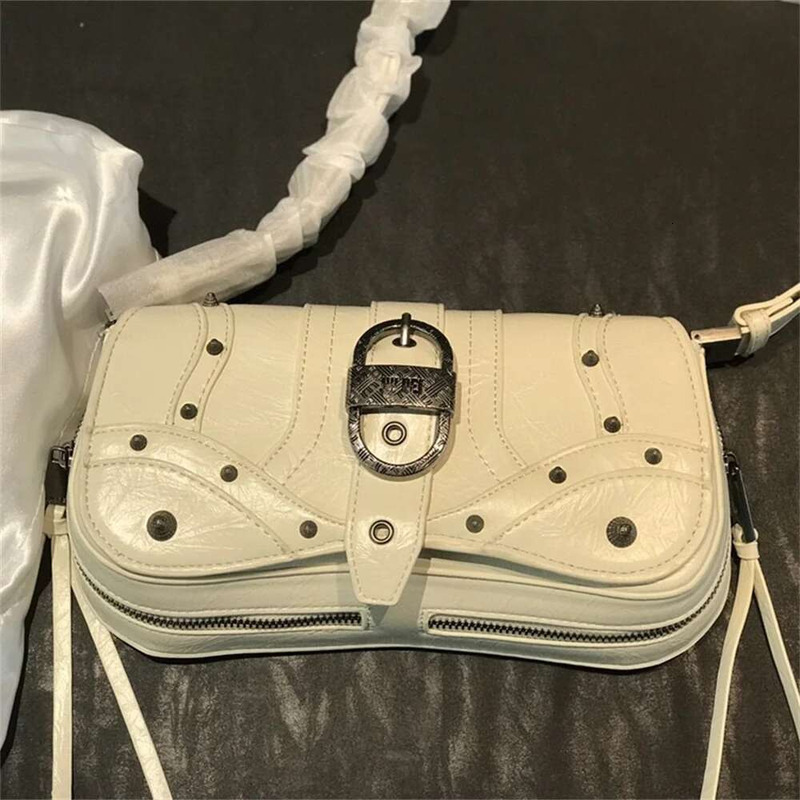 JW PEI High Quality Vintage Rivet Design Motorcycle Stylish Cool Girl Style Women's Fashion Shoulder Crossbody Bag