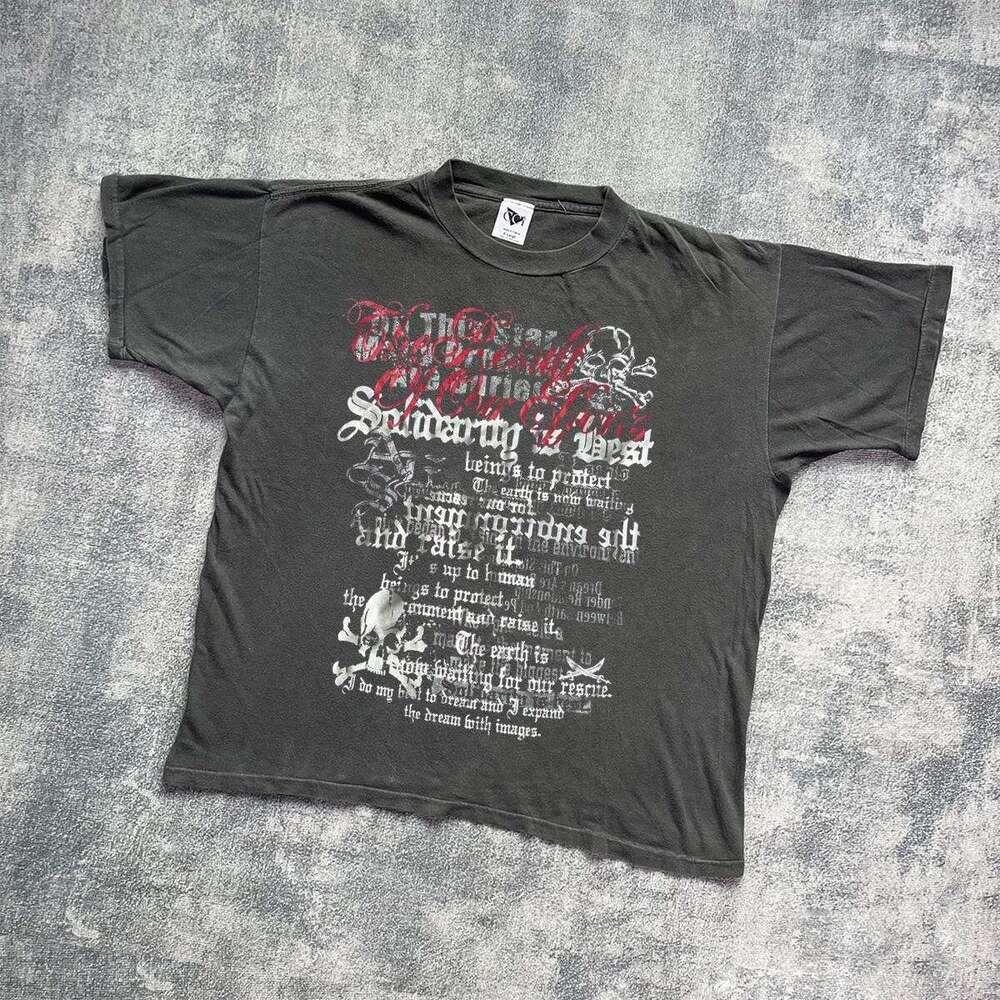 Inspiration lazy street style washable vintage letter printed loose trendy short sleeved T-shirt