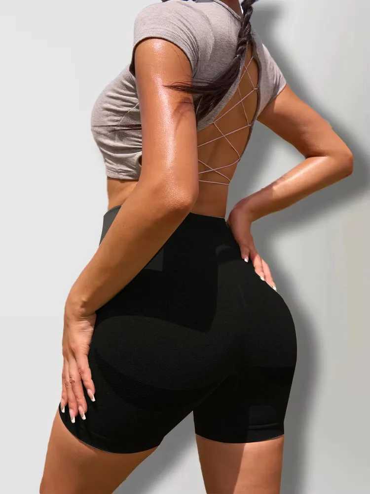 Summer Seamless Gym Women Cycling Shorts Coquette Skinny Stretch Breathable Sport Shorts High Waist Solid Color Fitness PantsXJ250111