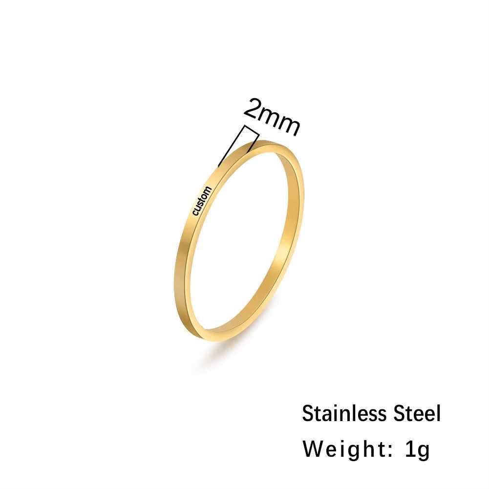 Sipuris Engraved Personalized Name Rings Stainl Steel Custom Simple Ring Anniversary Gold Color Jewelry Gift Couple RingXJ250110