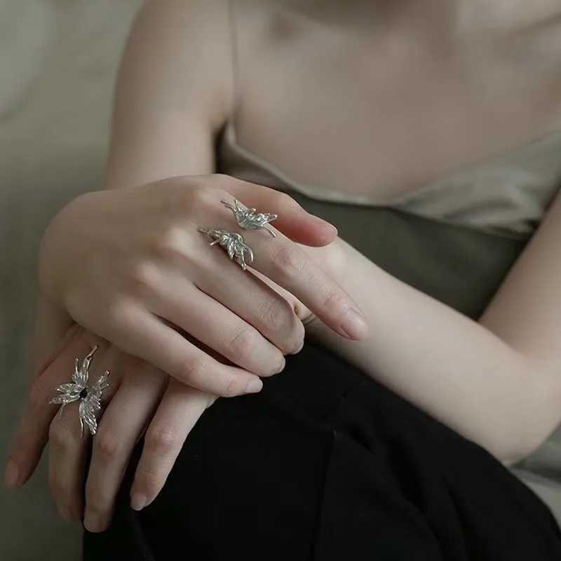 Punk Irregular Butterfly Rings For Women Liquid Metal Butterfly Earring Aesthetic Egirl Gothic Insect Open Rings JewelryXJ250110