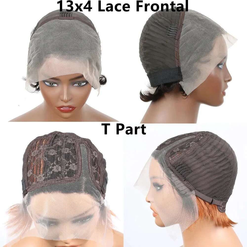 Short Bob Human Hair Wigs 13X4 Transparent Lace Fronta For Women Highlight Straight E Cut Wig