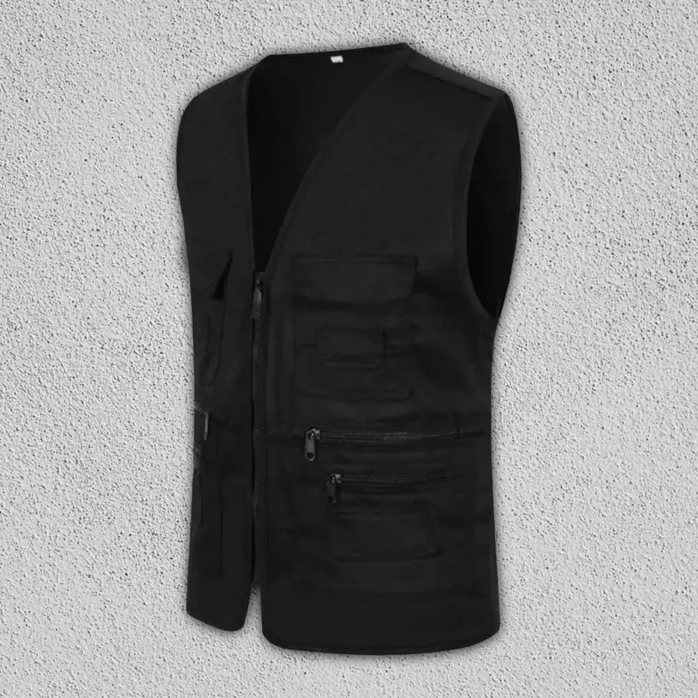 Men Multi Pocket Classic Waistcoat Casual Sleeveless Jacket Zipper Slim Fit Outerwear Male Clothes Pographer Vest 250107