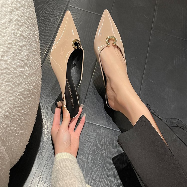 Women Slippers New Fashion High hot Heel Pointed Toe Versatile Triple Black White Yellow Green Pink Free shipping
