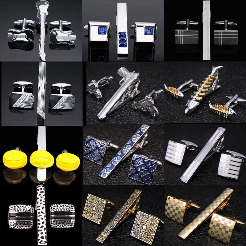 A set of high-quality brass enamel collar clip cufflinks set for mens busin dr accessories French shirt cufflinks tie clip set W250111