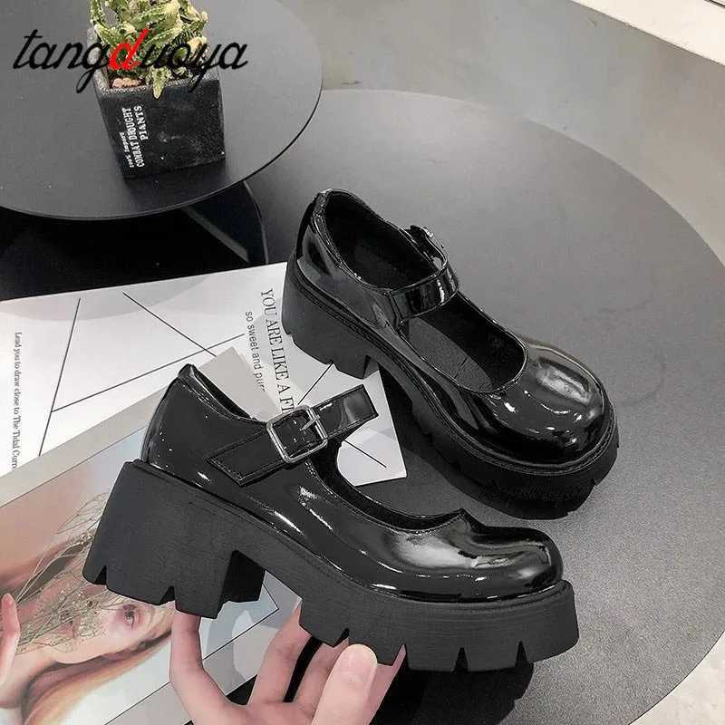 New Arrival Summer Platform Leather Shoes Womens Apartment Casual Oxford Shoes Thick soled Womens Wedge Lolita Shoes Mary Jane Women T250110
