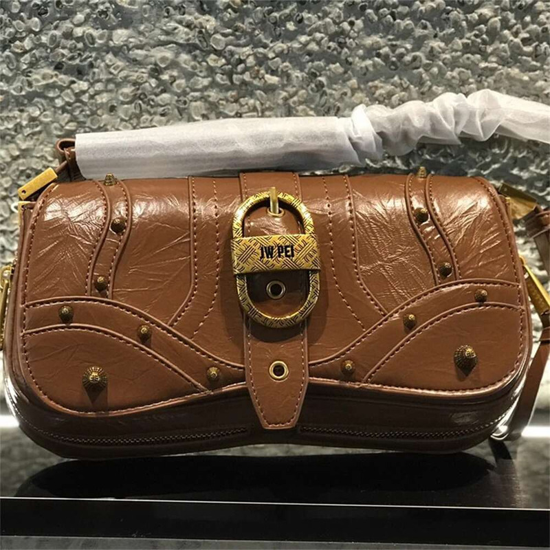 JW PEI High Quality Vintage Rivet Design Motorcycle Stylish Cool Girl Style Women's Fashion Shoulder Crossbody Bag