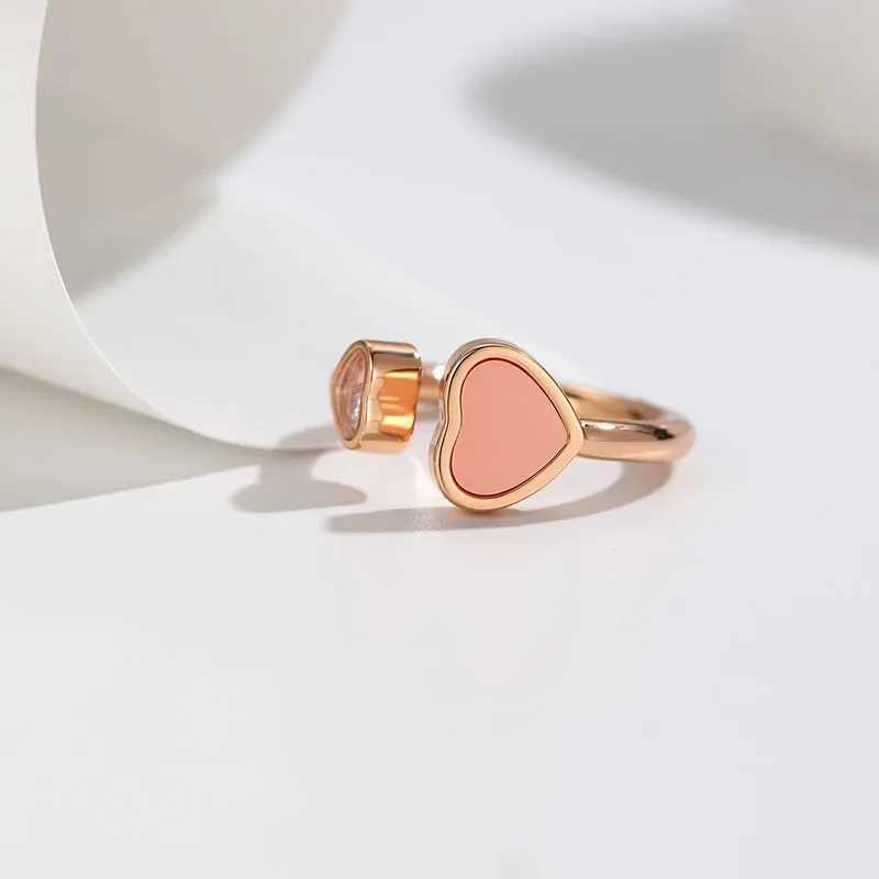 High quality blue pink and red shell double heart-shaped open ring suitable for womens fashion jewelry W250111