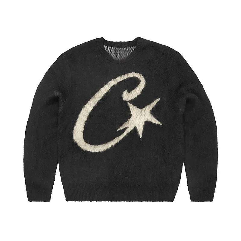 2024 Autumn Winter Y2k Knitted Pullover Sweater Haruku Graphic Print Loose Streetwear Hiphop Retro Fashion Rock Top Punk