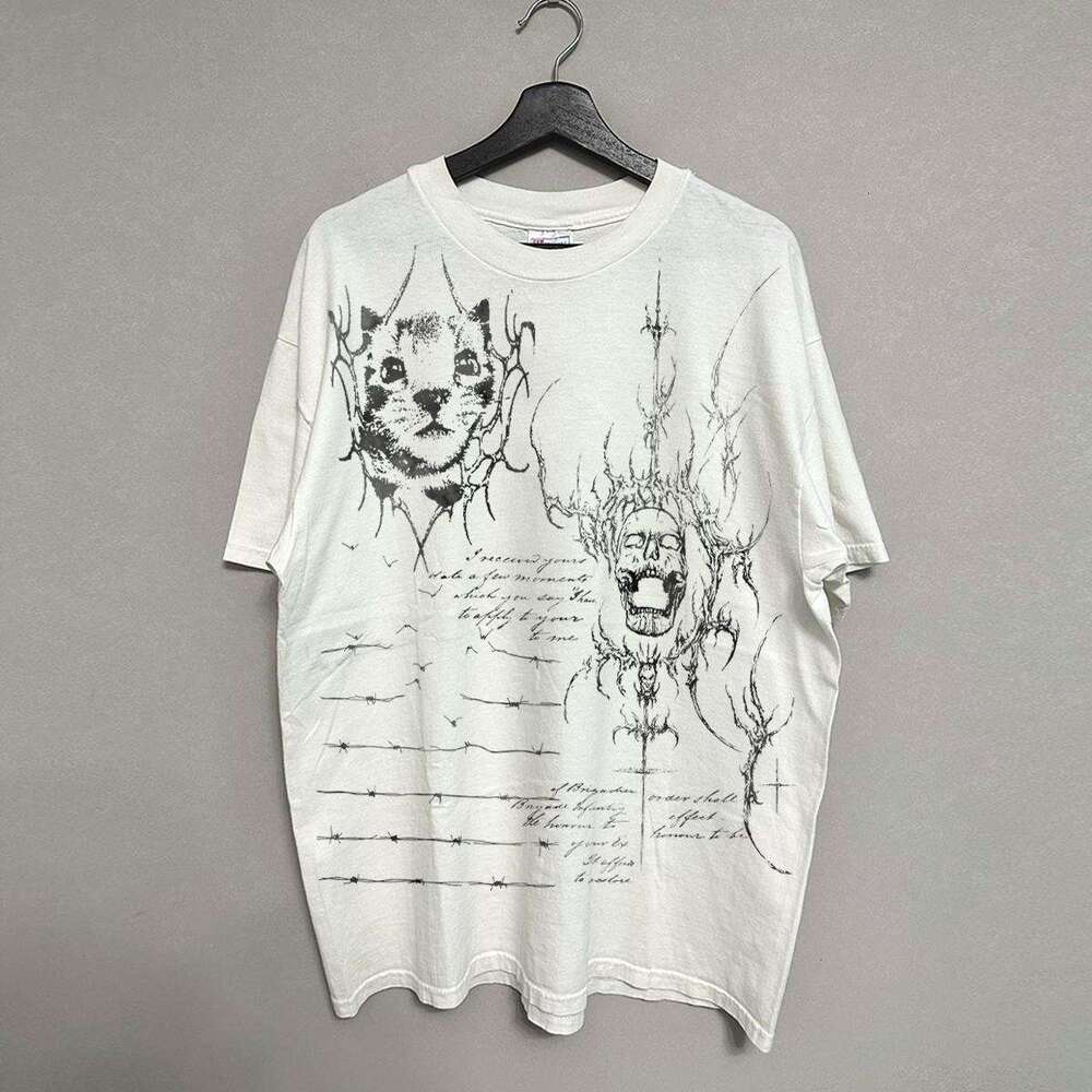 Inspiration washed non collision shirt, summer trend, cool and trendy, niche T-shirt, printed short sleeved top