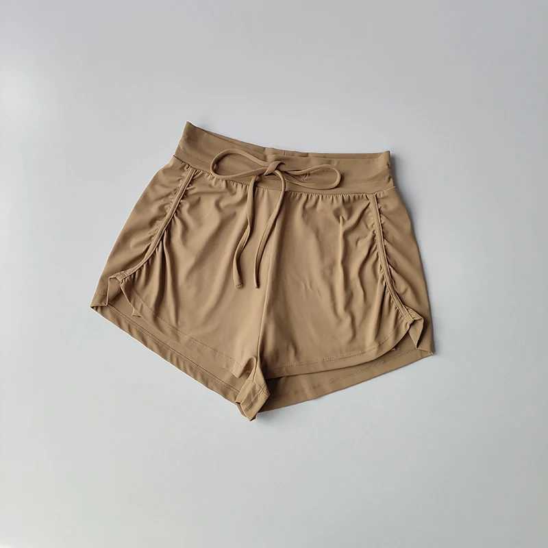 2024 Summer New Sports Shorts Womens Casual Double Layer Anti-gloss High Waist Quick-dry Yoga Shorts Running Fitness ShortsXJ250111