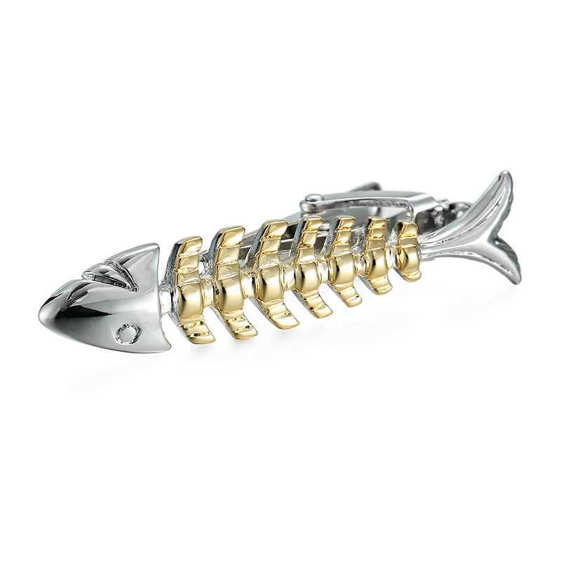 Fishbone shell metal tie clip made of copper material suitable for mens weddings and business doctoral tie clips W250111