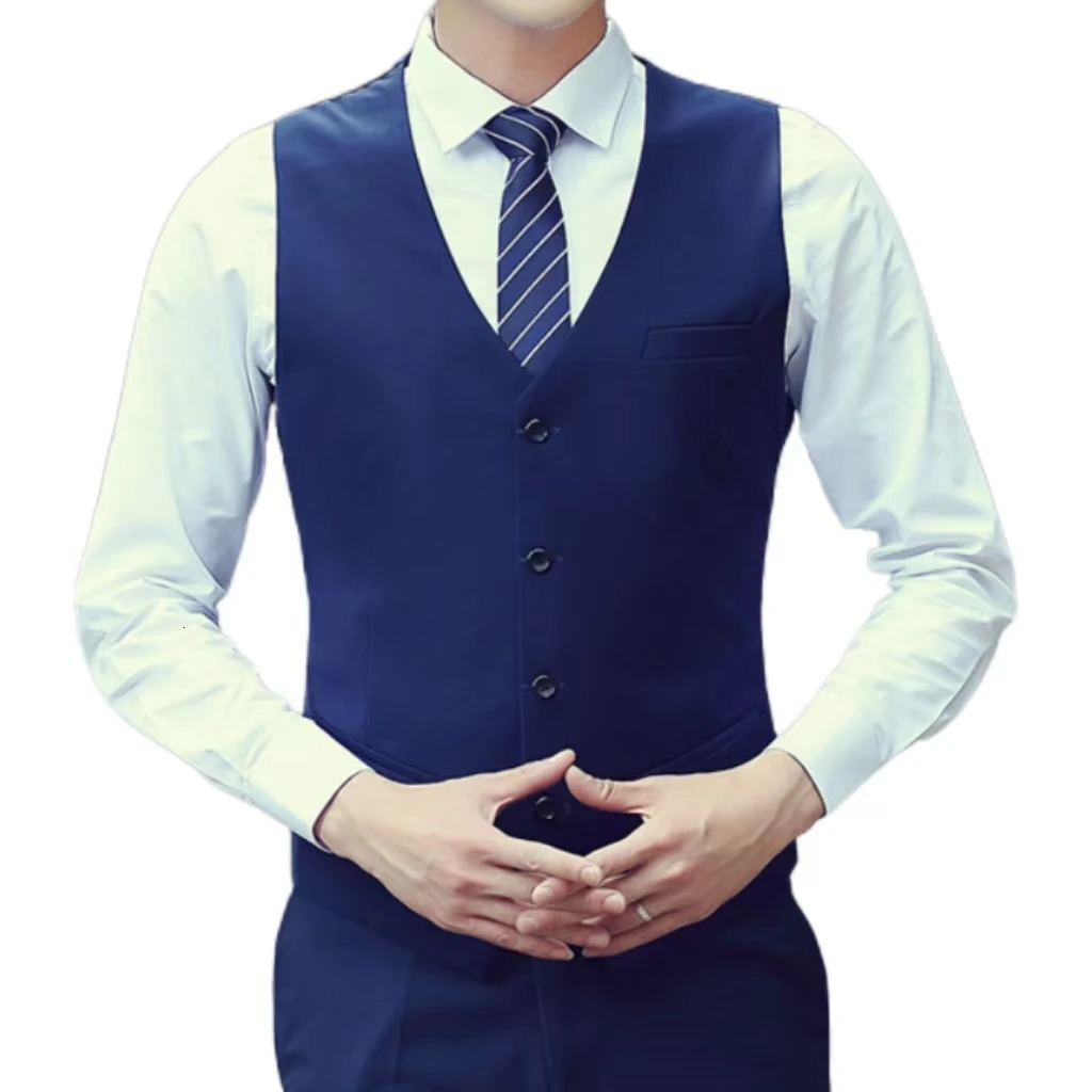 Retro Style Vest with VneckCasual Business Cardigan for Mensinglebreasted Suit Vests Menvest Office 250107
