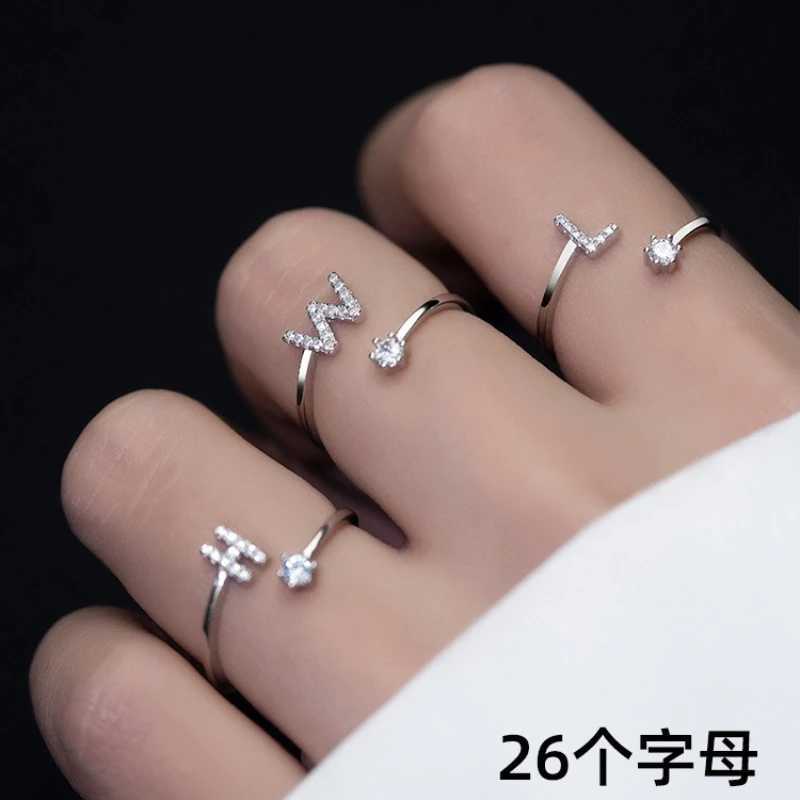 26 English Letter Open Finger Rings A-Z Initials Name Alphabet Female Creative Ring Fashion Wedding Party Jewelry GiftsXJ250110