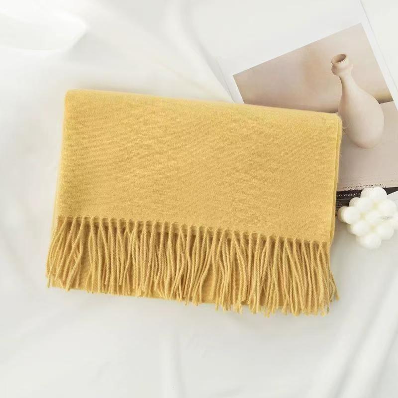 T077 autumn and winter Korean style ladies all-match cashmere scarf solid color warm neck shawl