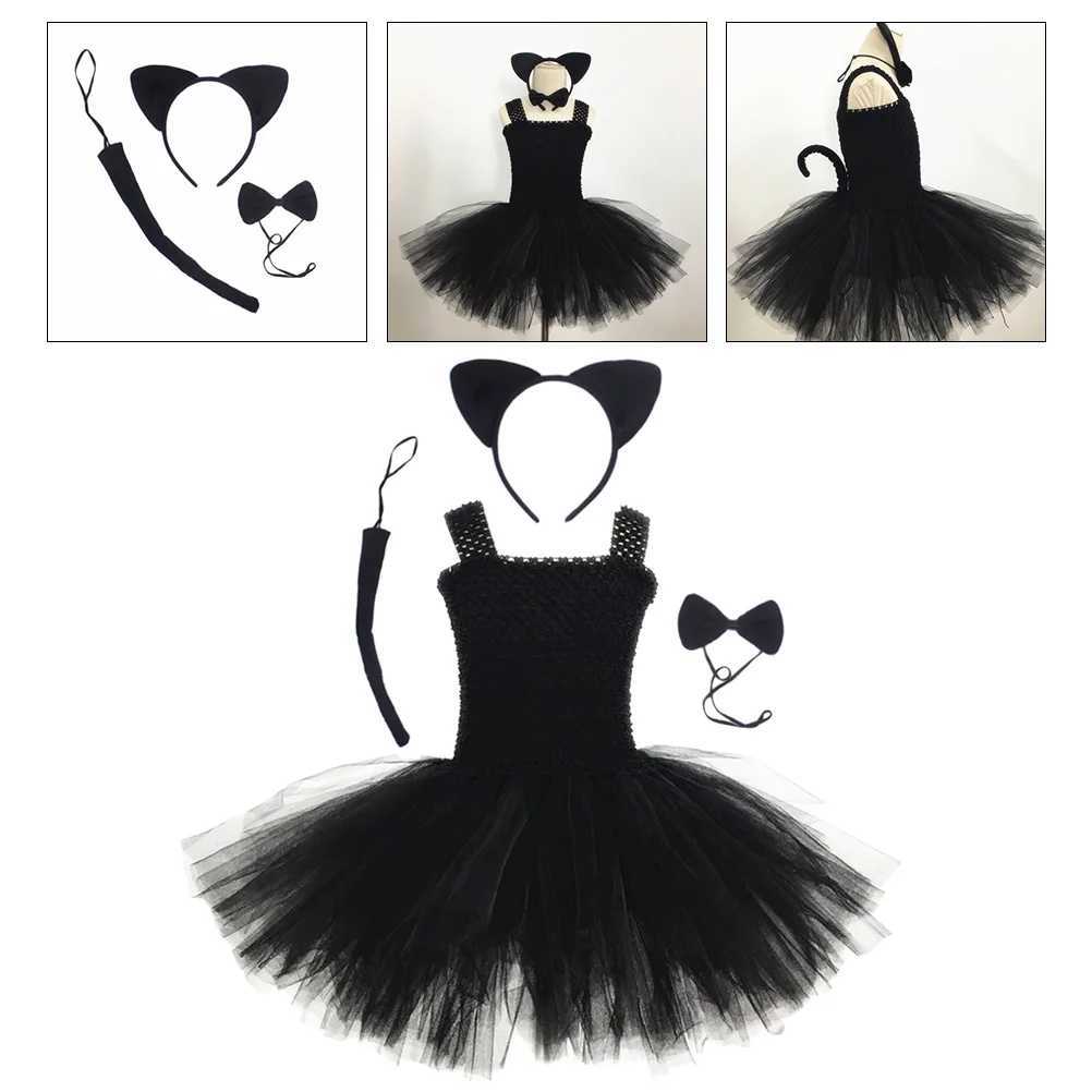 Halloween costume cat dress holiday role-playing Tutu dress childrens black girl mesh children W250111
