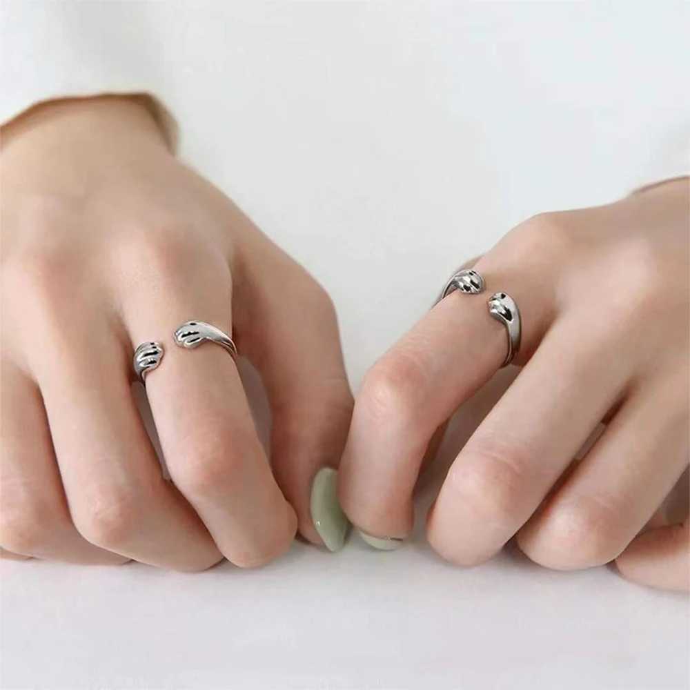 Fashionable and innovative new style cat and puppy paw printed open ring W250111