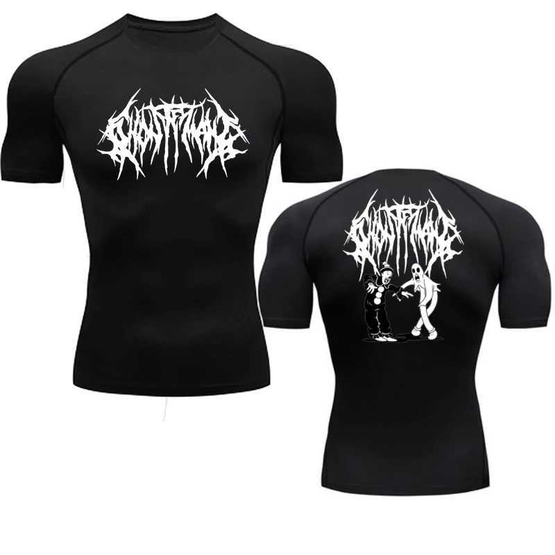 Y2K mens fitness T-shirt quick drying running shirt long sleeved compression top gym T-shirt mens fitness tight fitting Rashgard W250111