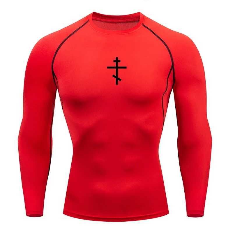 Thin breathable quick drying bottom long sleeved mens cross printed compression shirt daily training top sports T-shirt S-3XL W250111