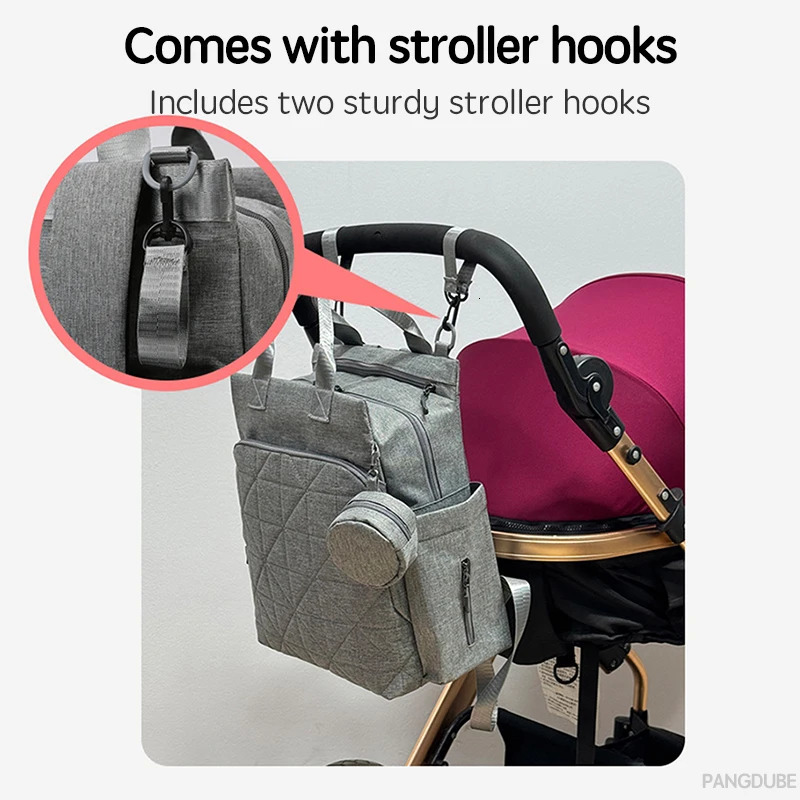 PANGDUBE 35*34*15cm Dad Bag Father Backpack for Baby Diaper Bag with 2pcs Stroller Hooks Small Accessories Bag Mommy Backpack 250106