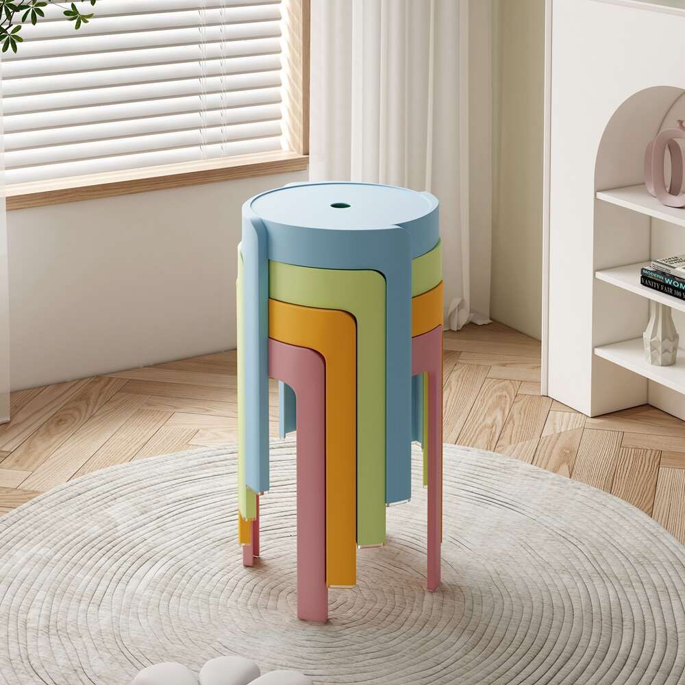 093 stool for household use, thickened round stool, modern simple creative living room dining table, plastic high chair that can be and stacked