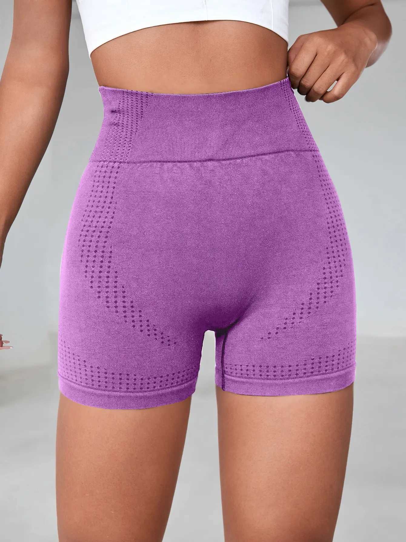 Solid-color High-waist Outdoor Cycling Shorts Highly Elastic And Breathable Hip-lifting Yoga Sports Shorts Womens SportswearXJ250111