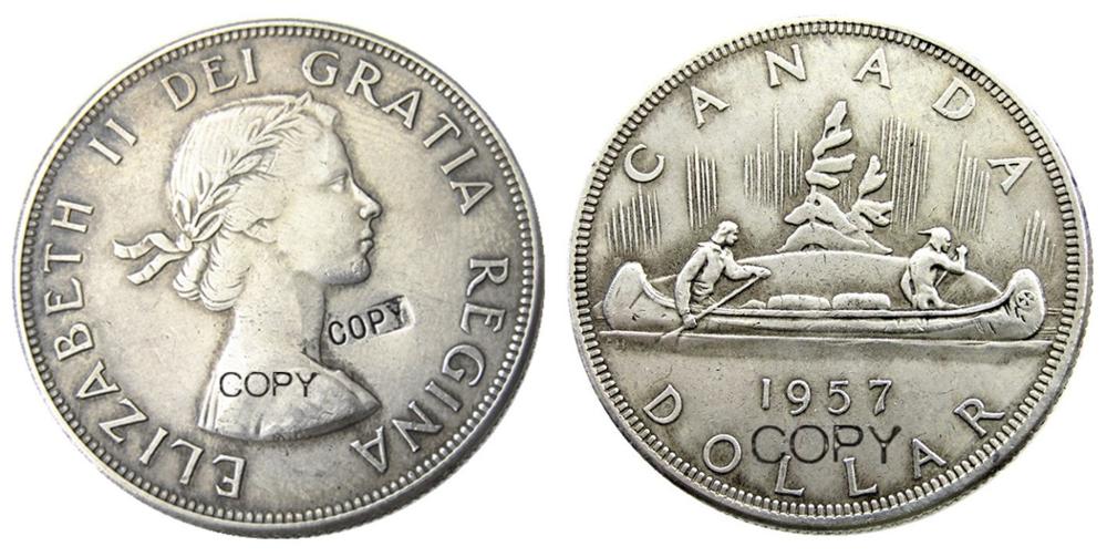 Canada 1 Dollar A Set Of (1953-1966)12pcs ELIZABETH II DEI GRATIA REGINA (1st portrait) Canadian Dollar Silver Plated Copy Coins