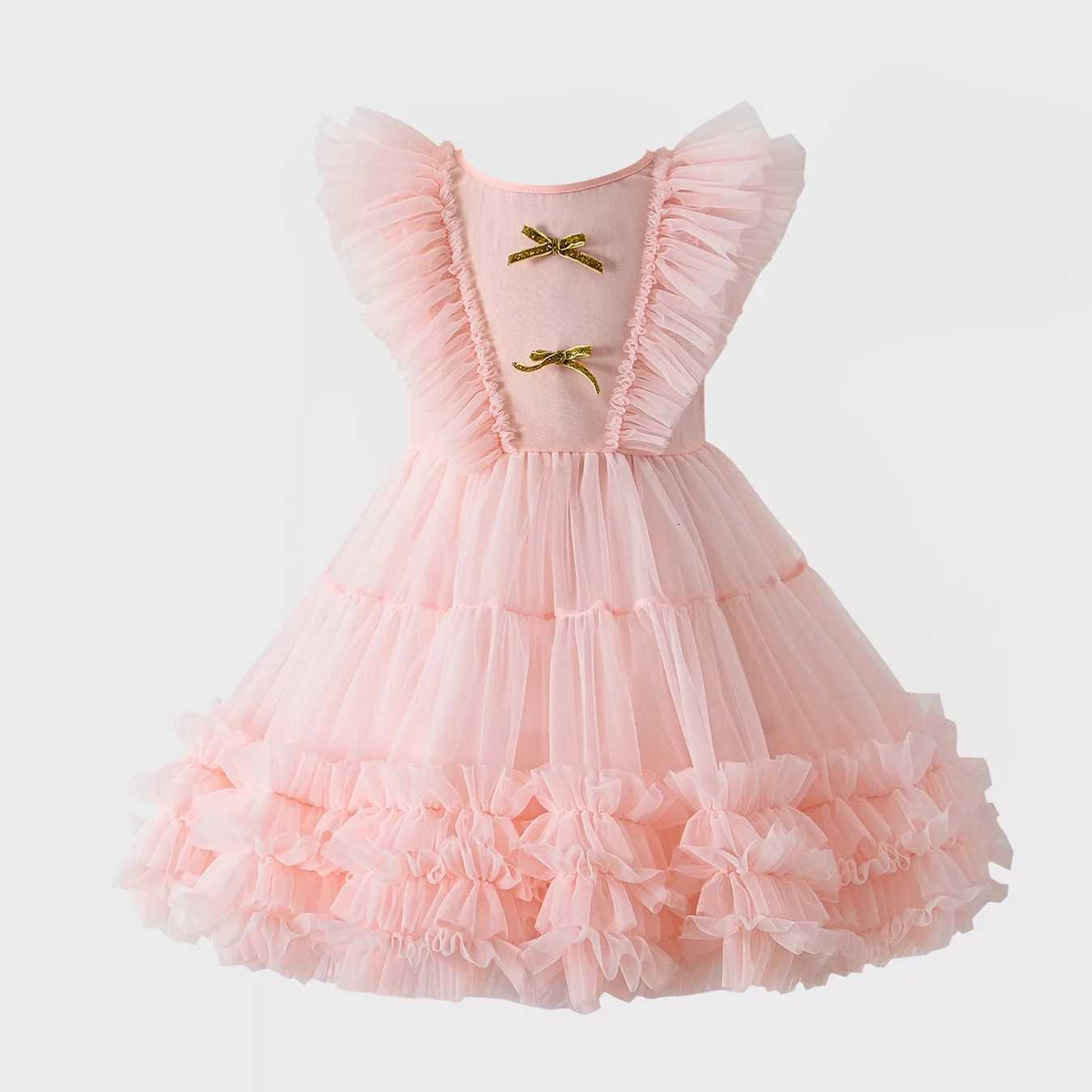 Baby Girl Tutu Princess Dress Baby Butterfly Puff Sleeves Childrens Gauntlet Viscount Par Birthday Baby Clothing L468 W250111