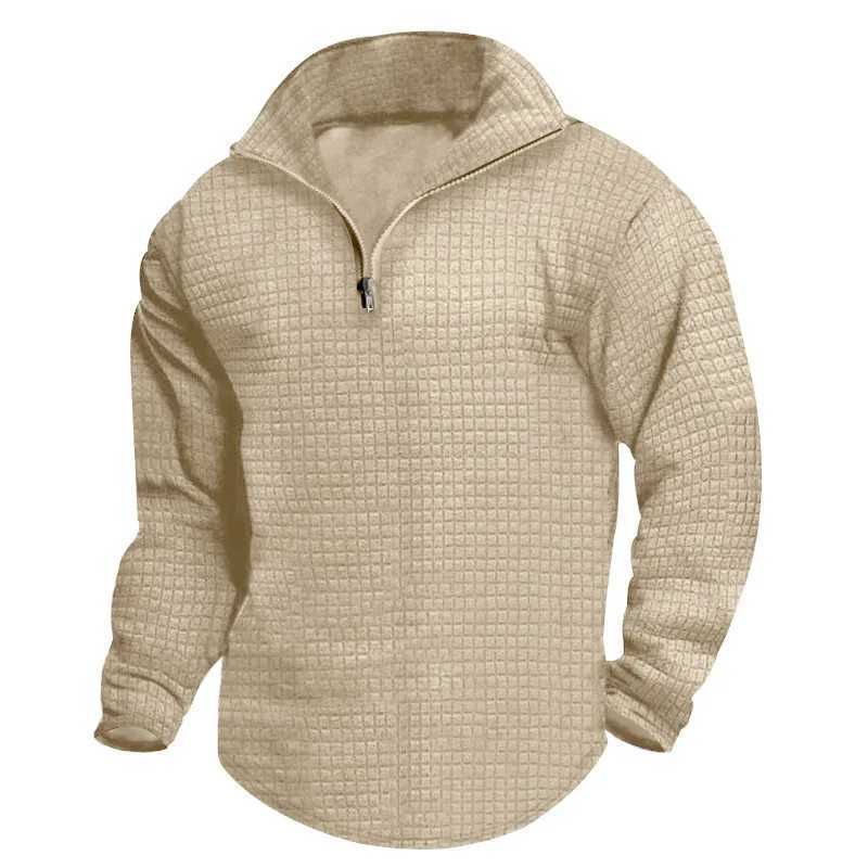 European and American Half Zipper Small Square Hoodie Mens Spring and Autumn Style Stand Collar Half Zipper W250110