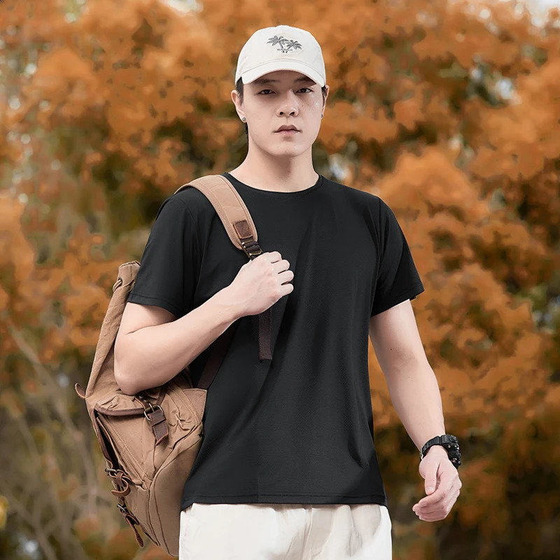 Quick Dry Sport Fashion T Shirt MenS Short Sleeves Summer Casual Black Green OverSize 6XL 7XL Top Tees GYM Tshirt Clothes 250108