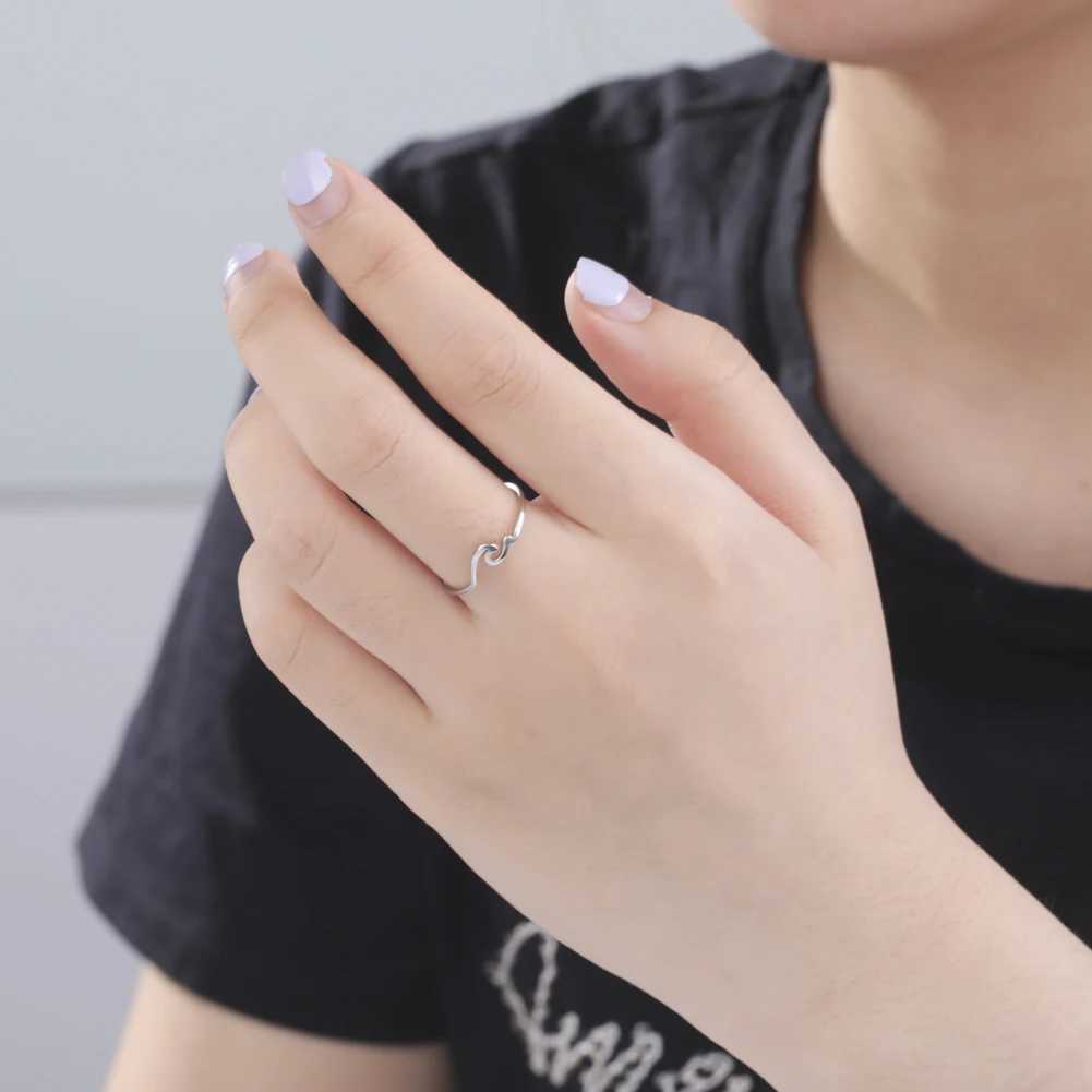 COOLTIME Simple Sea Wave Couple Ring 2025 Trend Ocean Surfing Stainless Steel Matching Ring Mens and Womens Wedding Birthday Jewelry W250207