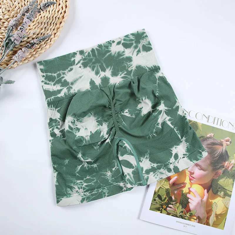 CHRLEISURE 2-Pieces Tie-Dye Yoga Shorts for Women Sexy Hip Lift Cycling Tights Fitness Exercise Running Shorts Casual ActivewearXJ250111