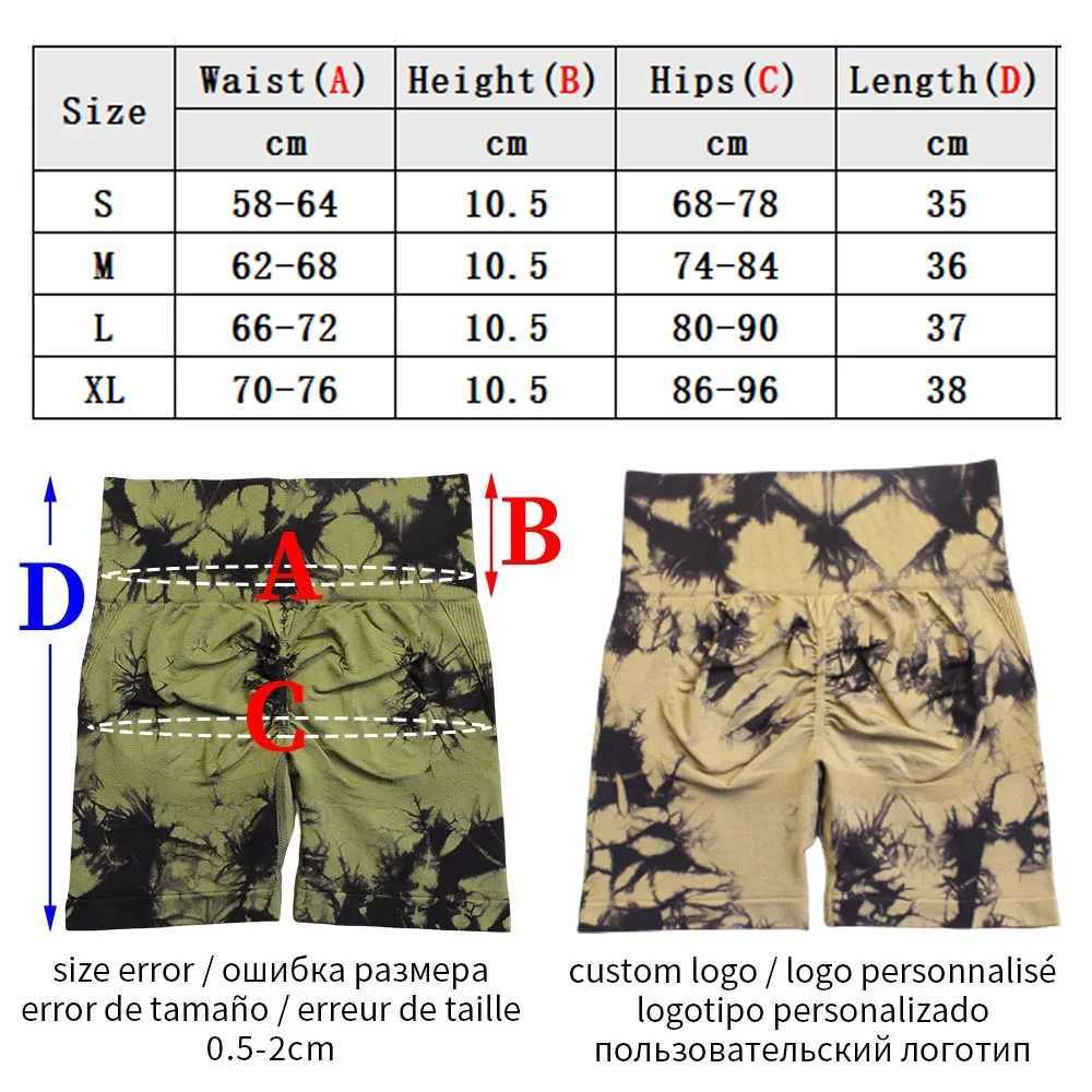 Seamless Tie Dye Yoga Shorts For Women Elastic Black Biker Scrunch Peach Hip Shaper Push Up Gym Fitness Workout Sports ShortsXJ250111